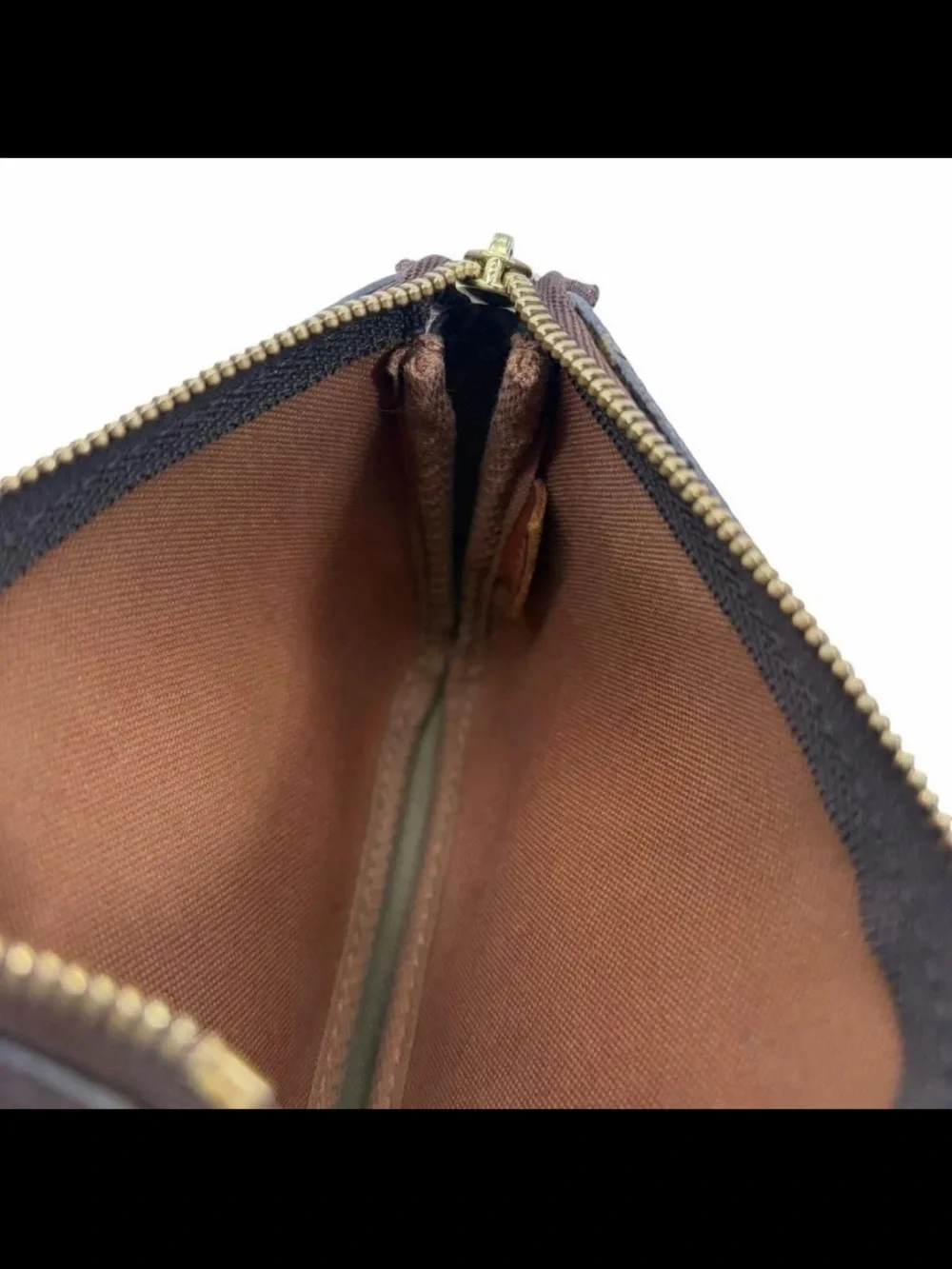 Louis Vuitton Monogram Mini Pochette in Brown with Gold Chain Strap